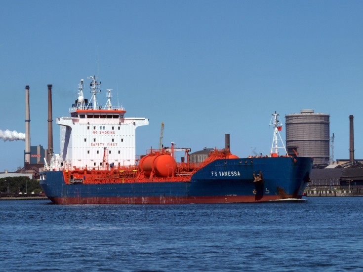 Tanker entering port of Amsterdam