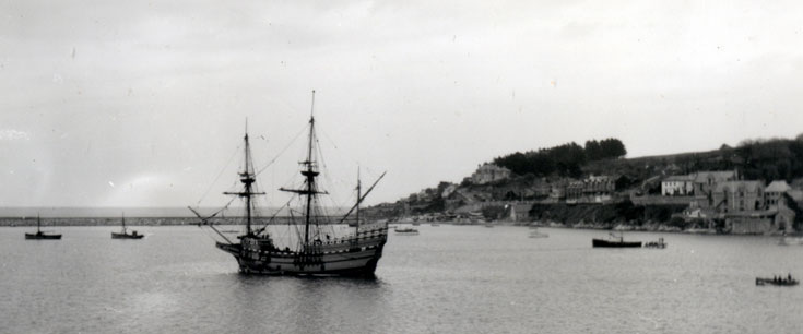 Replica Sailing ship in sheltered waters