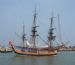 HM Bark Endeavour departing Lowestoft
